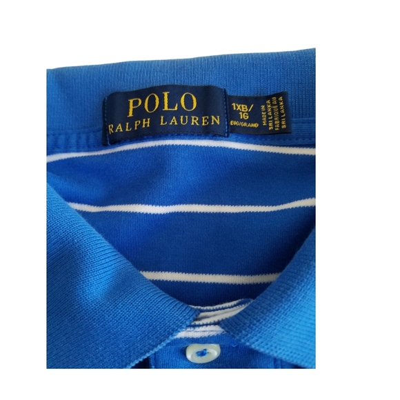 Polo Ralph Lauren Polo Shirt Blue White Stripes Size 1XB 1G Big Grand 100%cotton - Picture 5 of 8